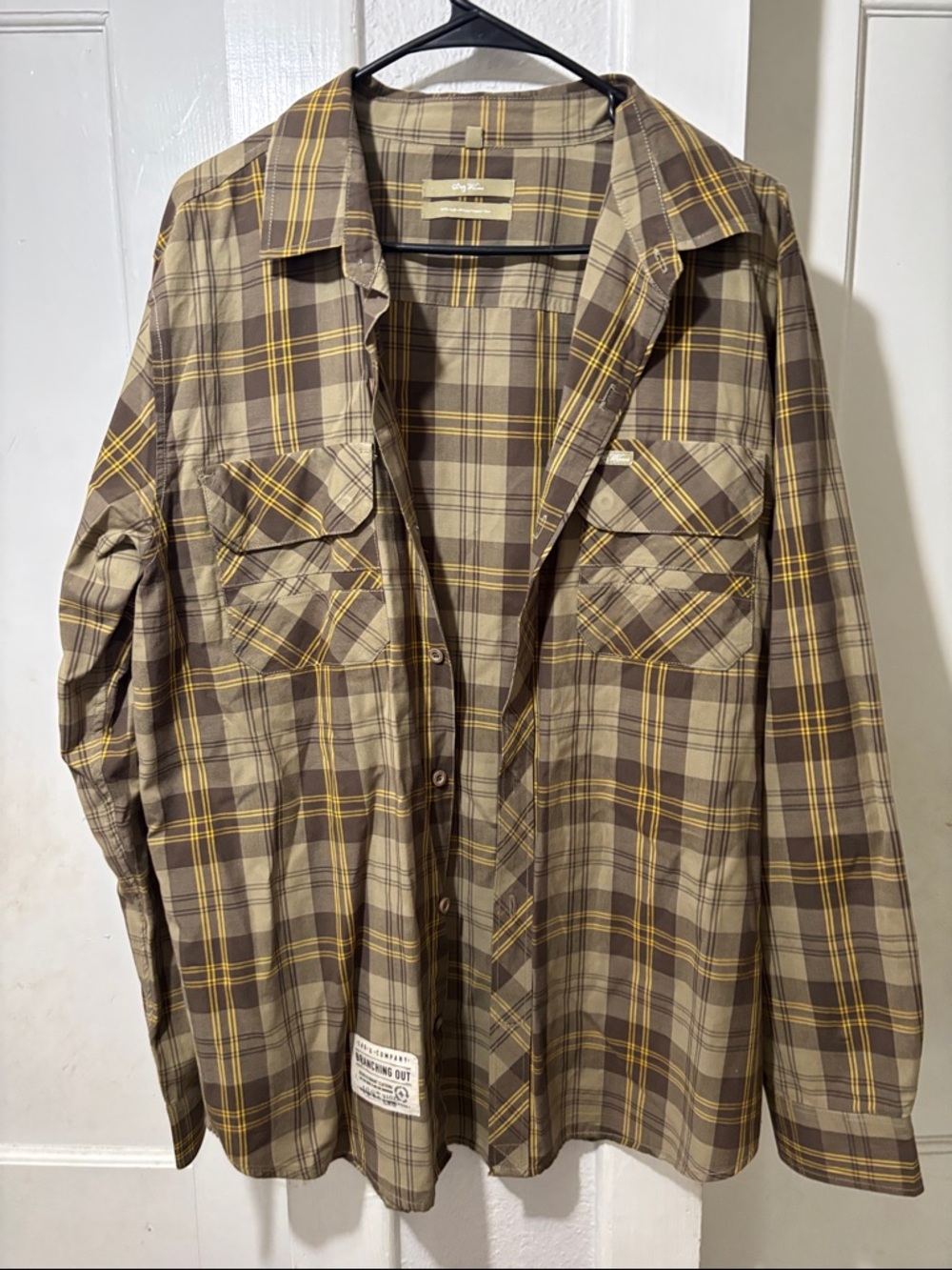 Lrg Plaid Button-Down Shirt in Brown, Tan & Yellow